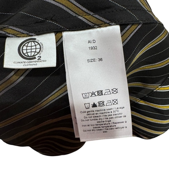 GANNI Striped Long Sleeve Wrap Maxi Dress Size EU 36/S/US 4 Black Gold - Picture 15 of 16